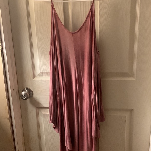Pink tye dye type dress with cold shoulder bell sleeves - Picture 4 of 4